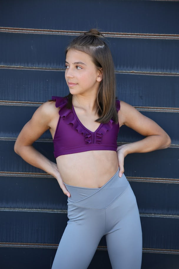 rrhss Girls Active Leggings with Pockets High Waisted Dance Tights Kids  Running Gym Yoga Pants Dark Grey 5-6 Years