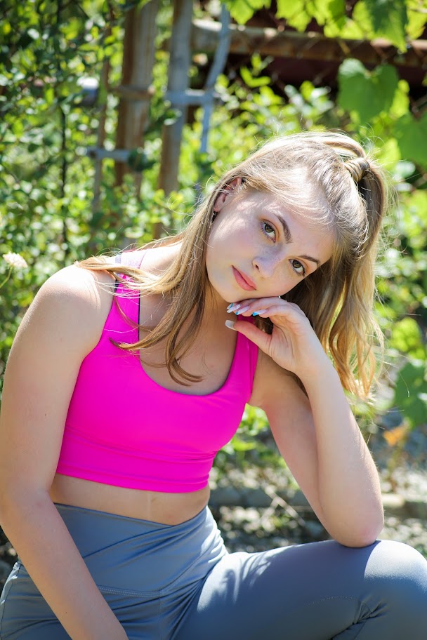 Maggie - Adult Navy and Fuchsia Reversible Crop